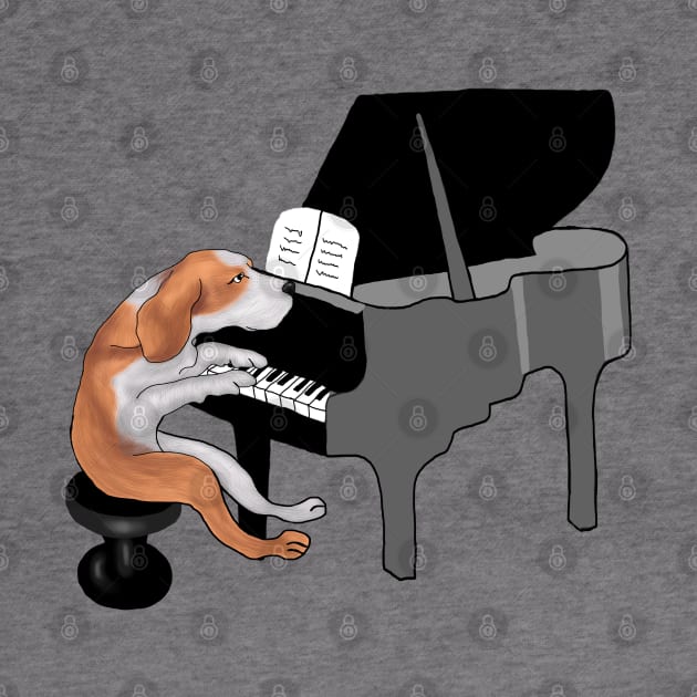 Dog Playing Piano Funny by Merchweaver